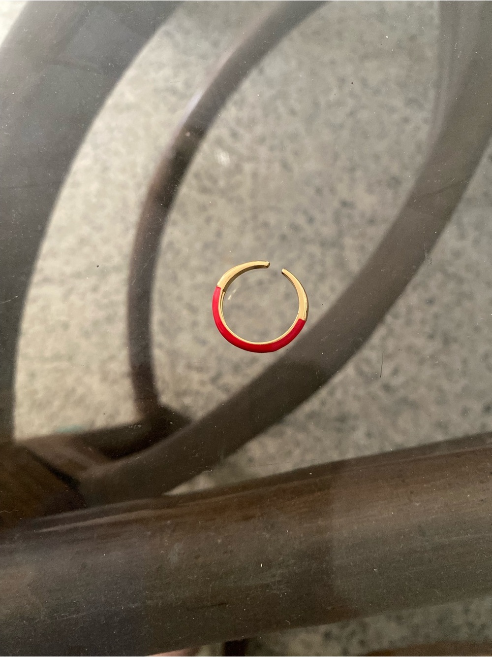 Gold and Red Enamel Hoop Earring - Women's Jewelry